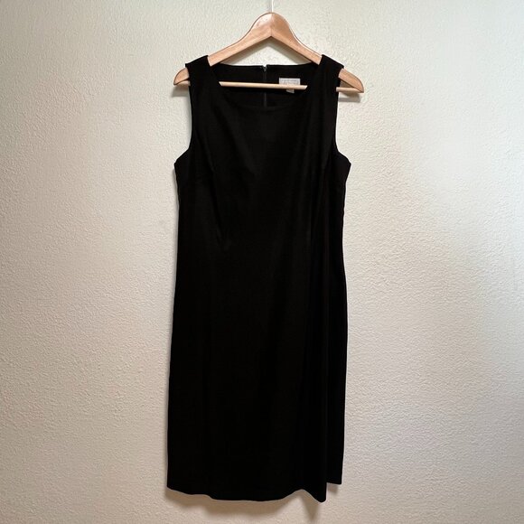 Christopher & Banks Midi Sheath Dress Black Sleeveless‎ Women 12 - Picture 1 of 8